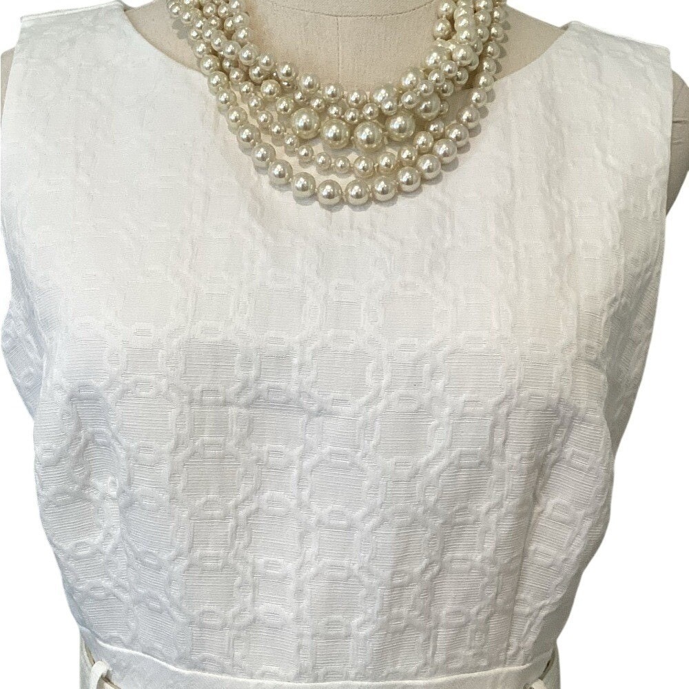 Banana Republic White Sleeveless Lace Midi Dress with Belt - Picture 2 of 5